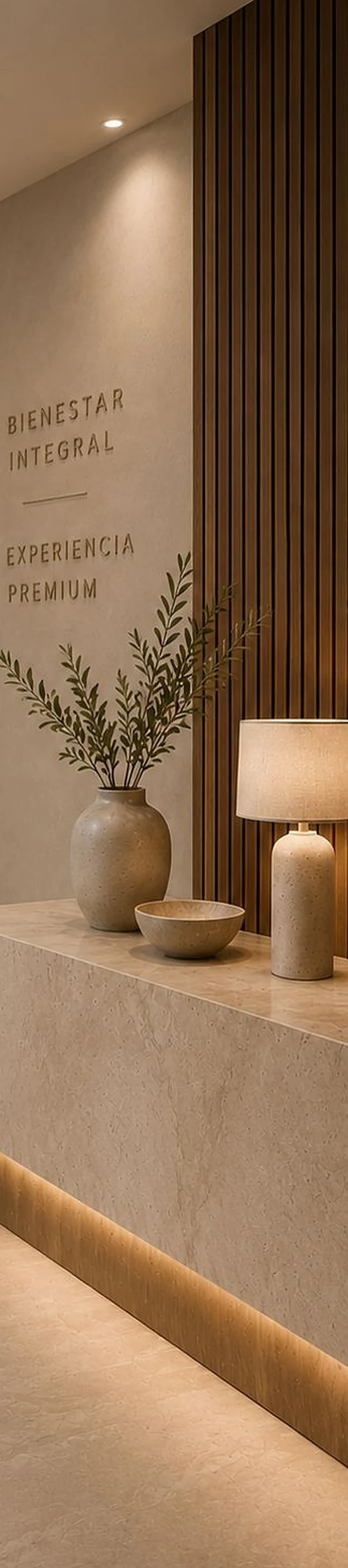 Recepción con lámpara y plantas